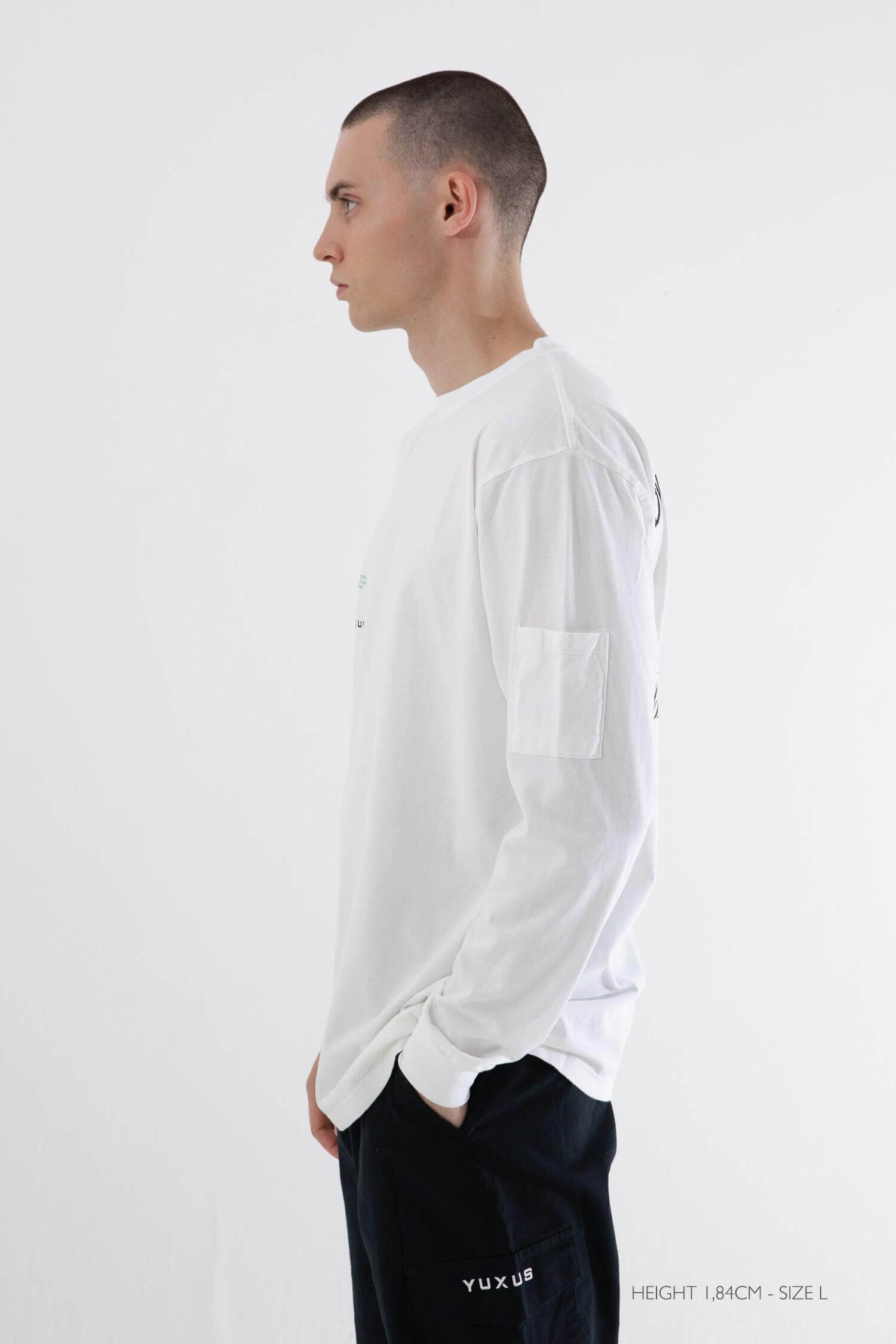 WHITE "OVERSEAS" LONG SLEEVE - YUXUS