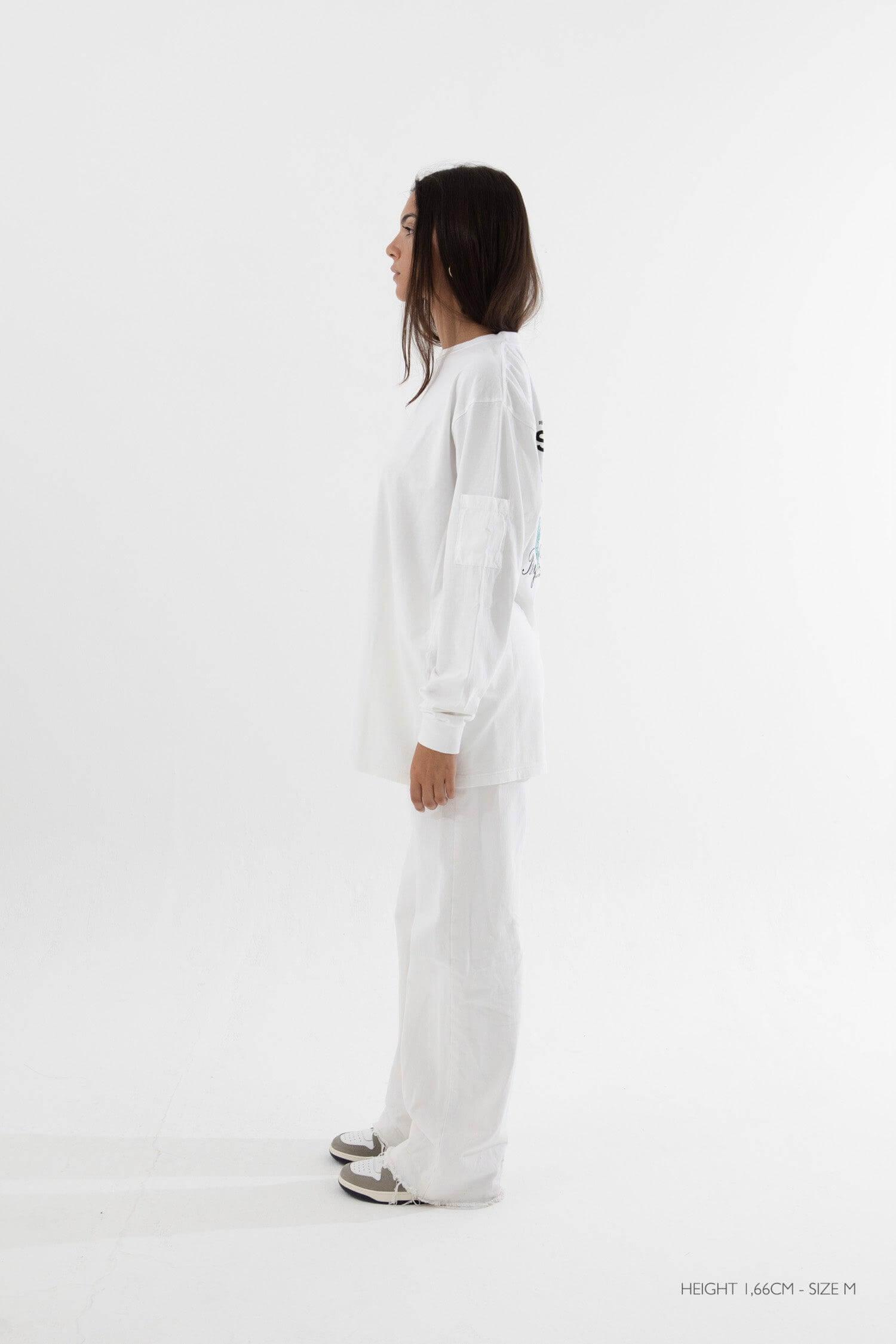 WHITE "OVERSEAS" LONG SLEEVE - YUXUS