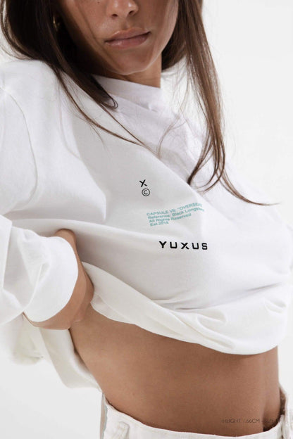 WHITE "OVERSEAS" LONG SLEEVE - YUXUS